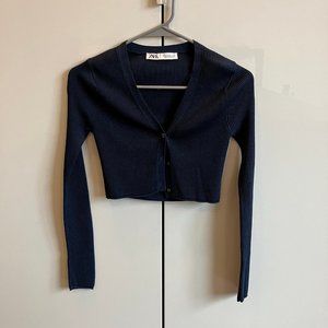 Zara blue crop sweater top size S new